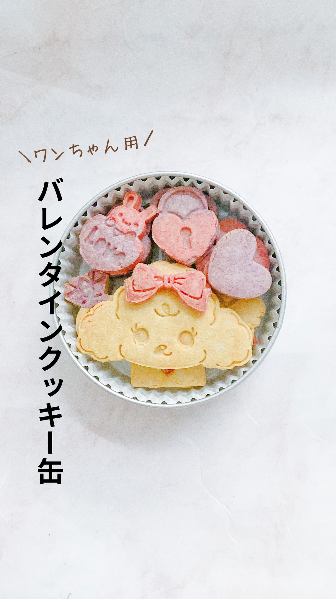 ワンちゃん用バレンタインクッキー缶