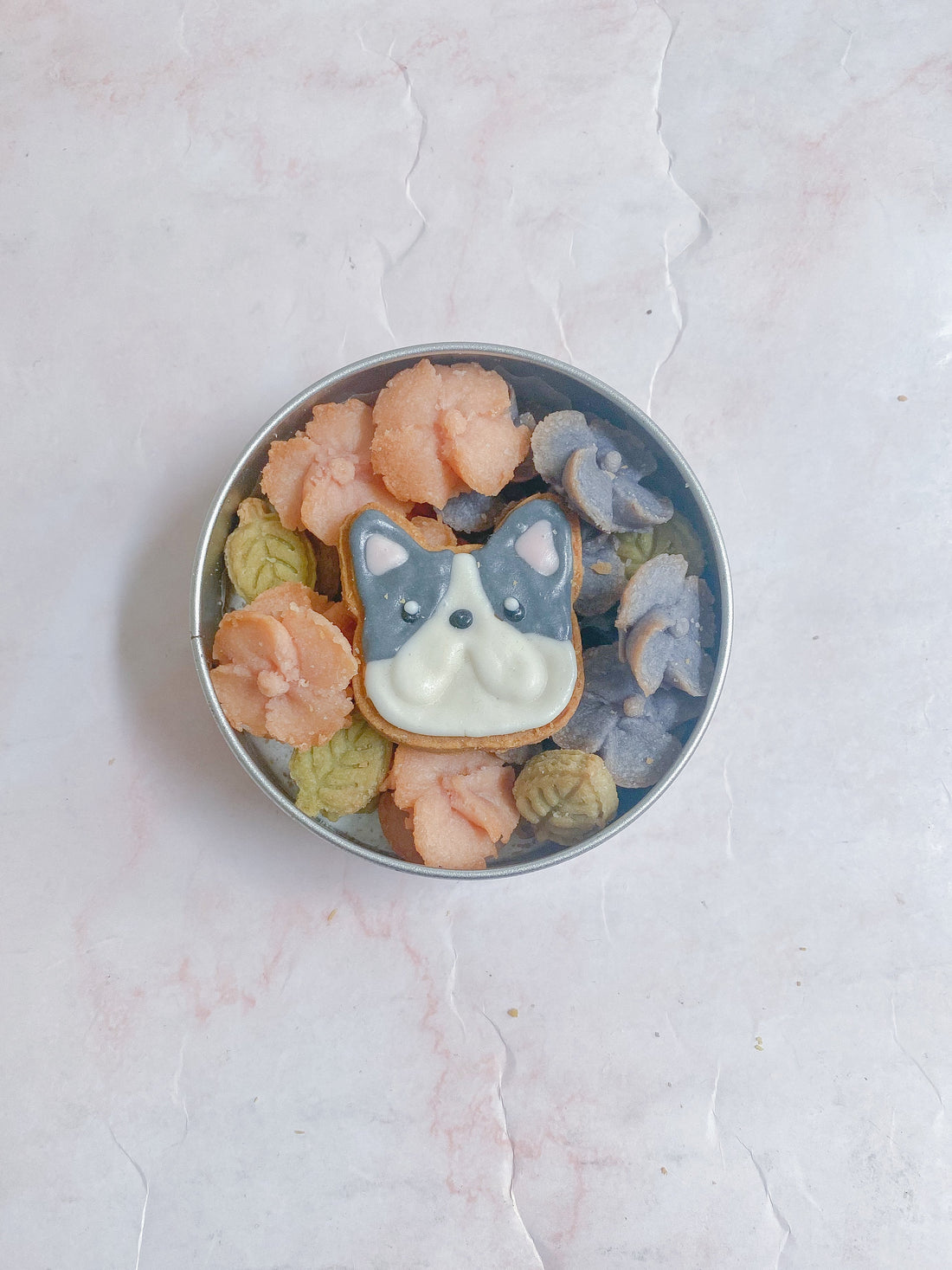 犬用うちの子クッキー缶　紫陽花