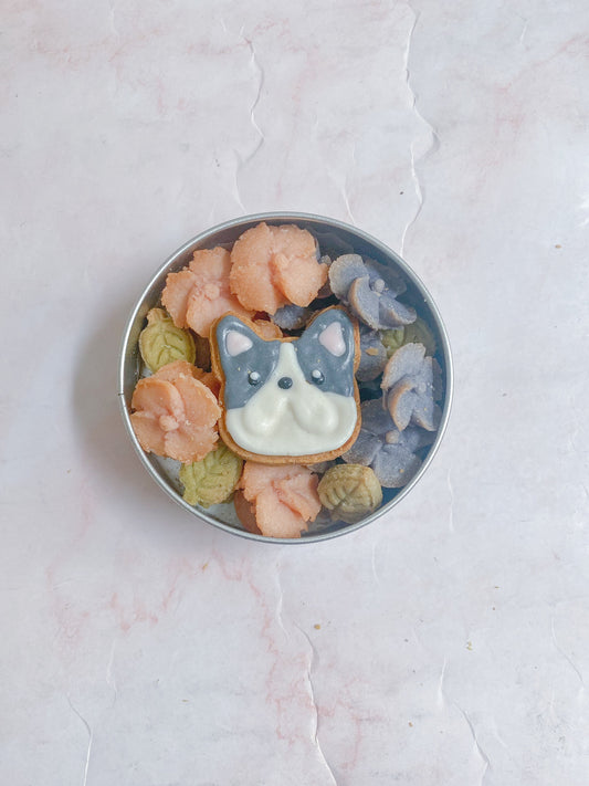 犬用うちの子クッキー缶　紫陽花